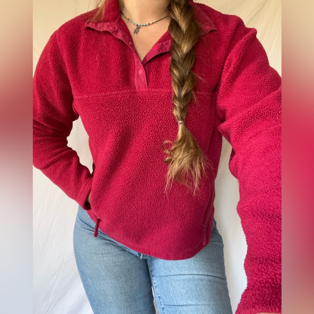 Cozy Red vintage LL Bean half zip jacket sweater